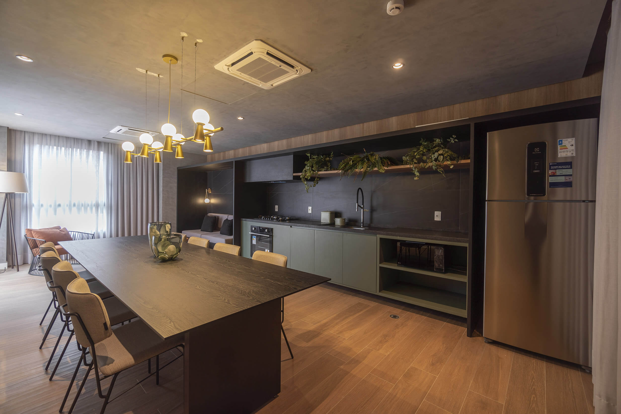 Salão de festas gourmet - Studios Harmonia da Vila - Perspectiva ilustrada